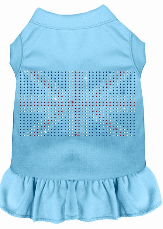 Rhinestone British Flag Dress Baby Blue XS